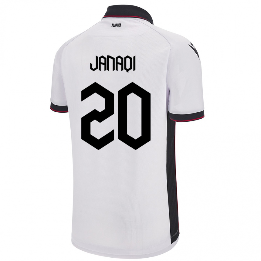 Niño Fútbol Camiseta Albania Dejvid Janaqi #20 Blanco 2ª Equipación 24-26