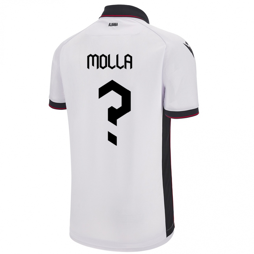 Niño Fútbol Camiseta Albania Marco Molla #0 Blanco 2ª Equipación 24-26