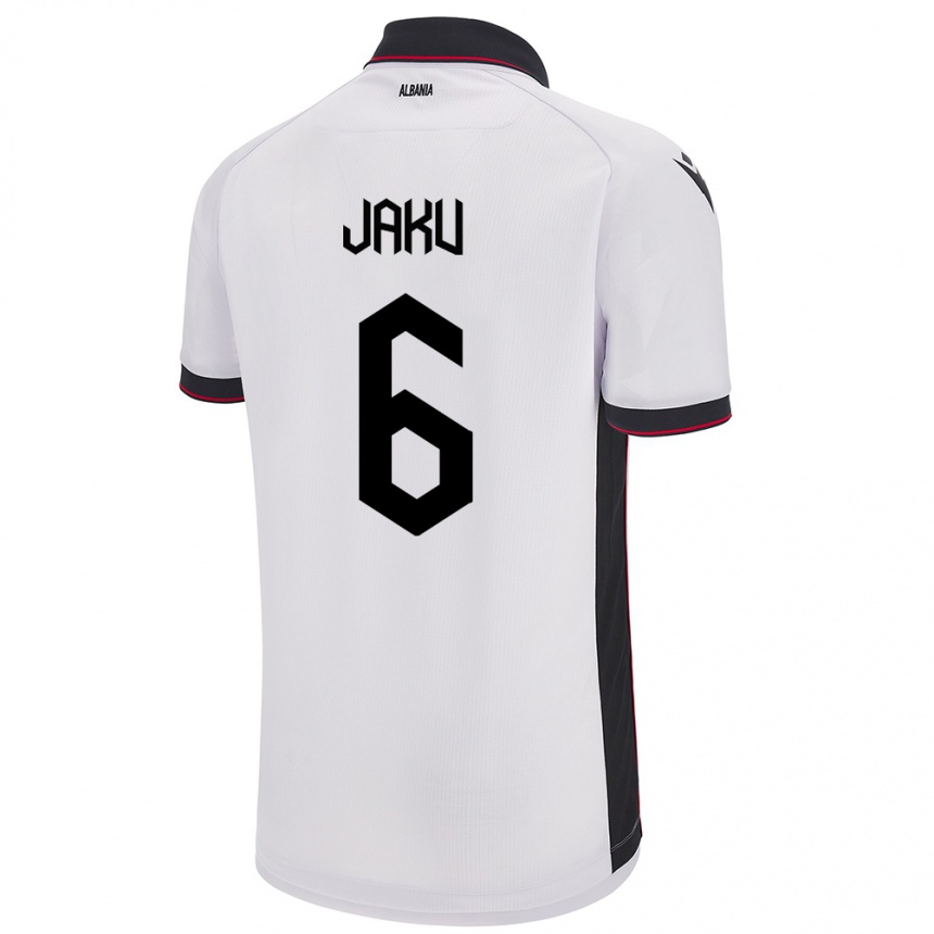 Niño Fútbol Camiseta Albania Jordi Jaku #6 Blanco 2ª Equipación 24-26