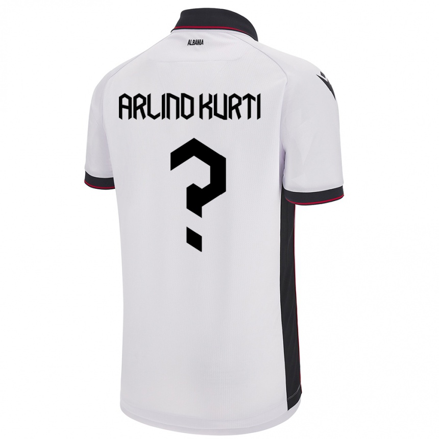 Niño Fútbol Camiseta Albania Arlind Kurti #0 Blanco 2ª Equipación 24-26