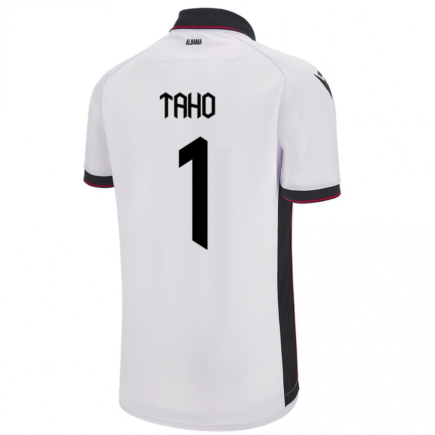 Niño Fútbol Camiseta Albania Alain Taho #1 Blanco 2ª Equipación 24-26