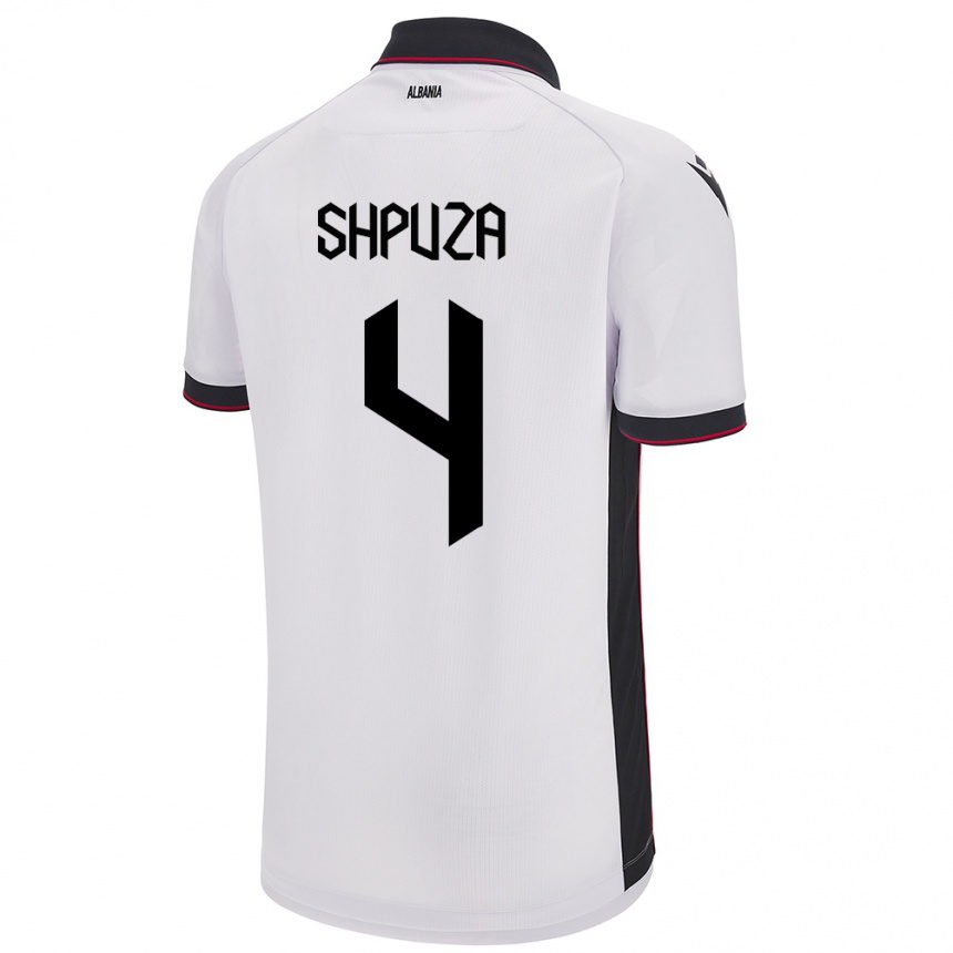 Niño Fútbol Camiseta Albania Kleo Shpuza #4 Blanco 2ª Equipación 24-26