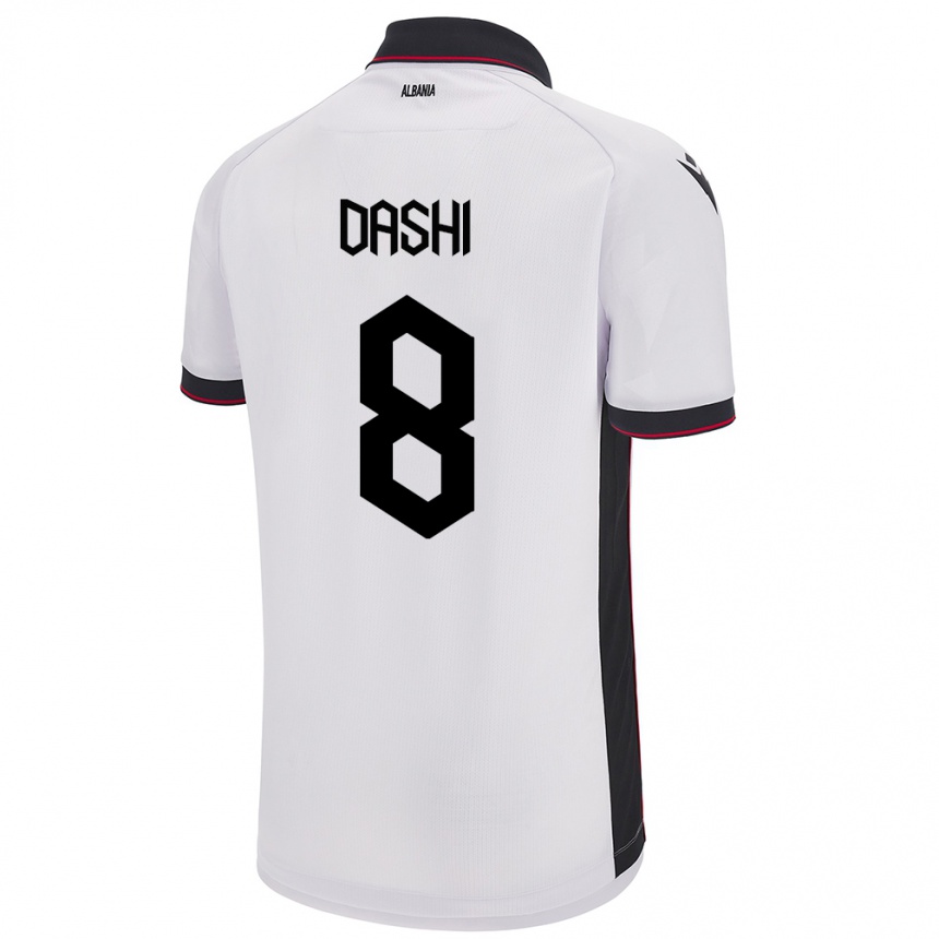 Niño Fútbol Camiseta Albania Matteo Dashi #8 Blanco 2ª Equipación 24-26