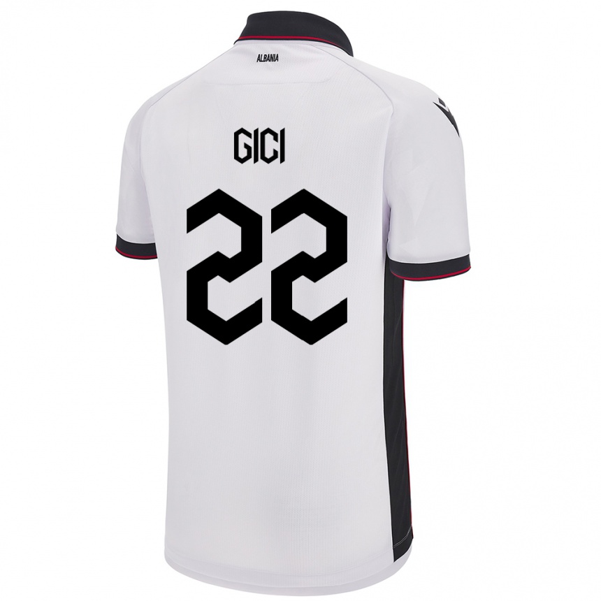 Niño Fútbol Camiseta Albania Matias Gici #22 Blanco 2ª Equipación 24-26