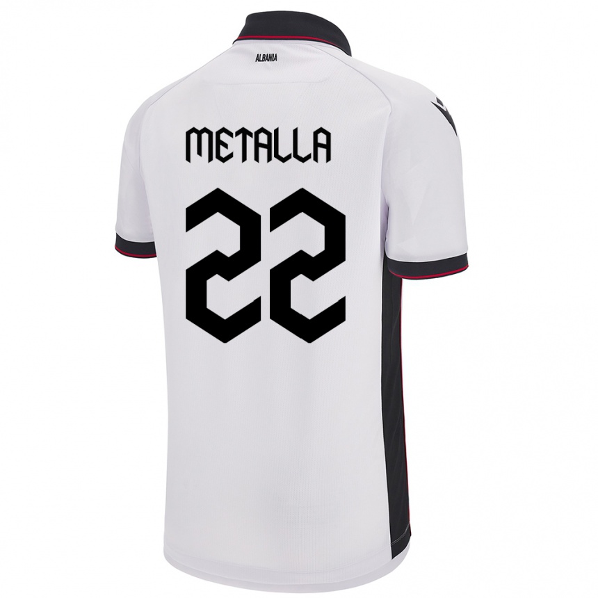 Niño Fútbol Camiseta Albania Mikaela Metalla #22 Blanco 2ª Equipación 24-26