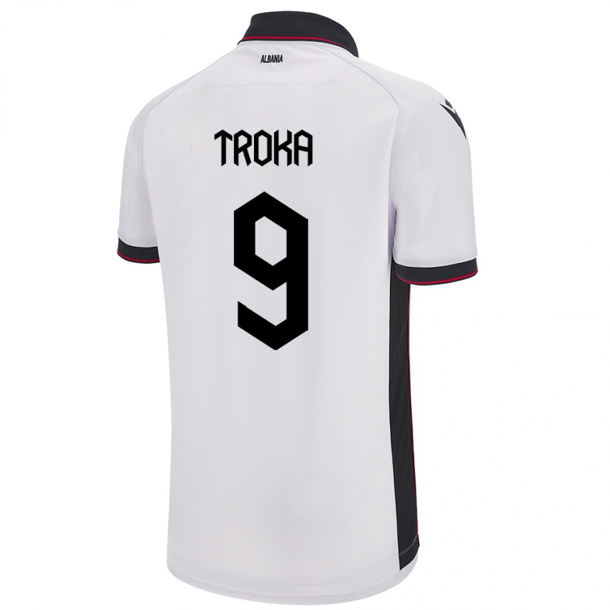 Niño Fútbol Camiseta Albania Valentina Troka #9 Blanco 2ª Equipación 24-26