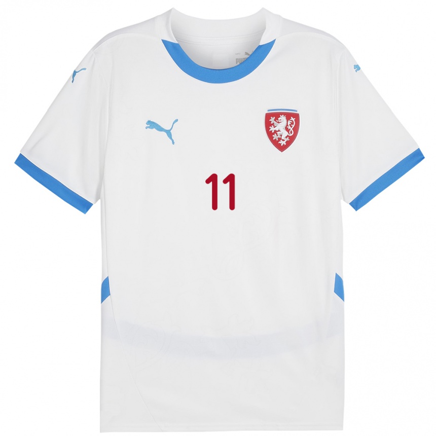 Niño Fútbol Camiseta Chequia Kateřina Bužková #11 Blanco 2ª Equipación 24-26