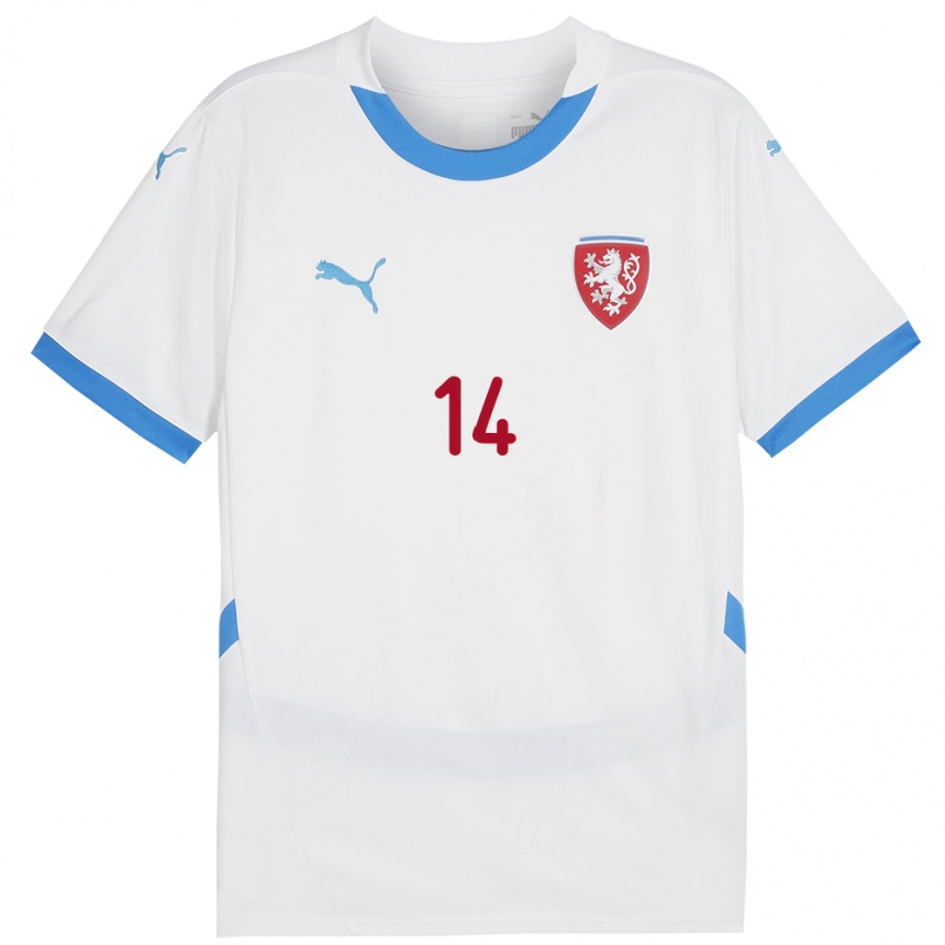 Niño Fútbol Camiseta Chequia Nikola Jadrnicek #14 Blanco 2ª Equipación 24-26