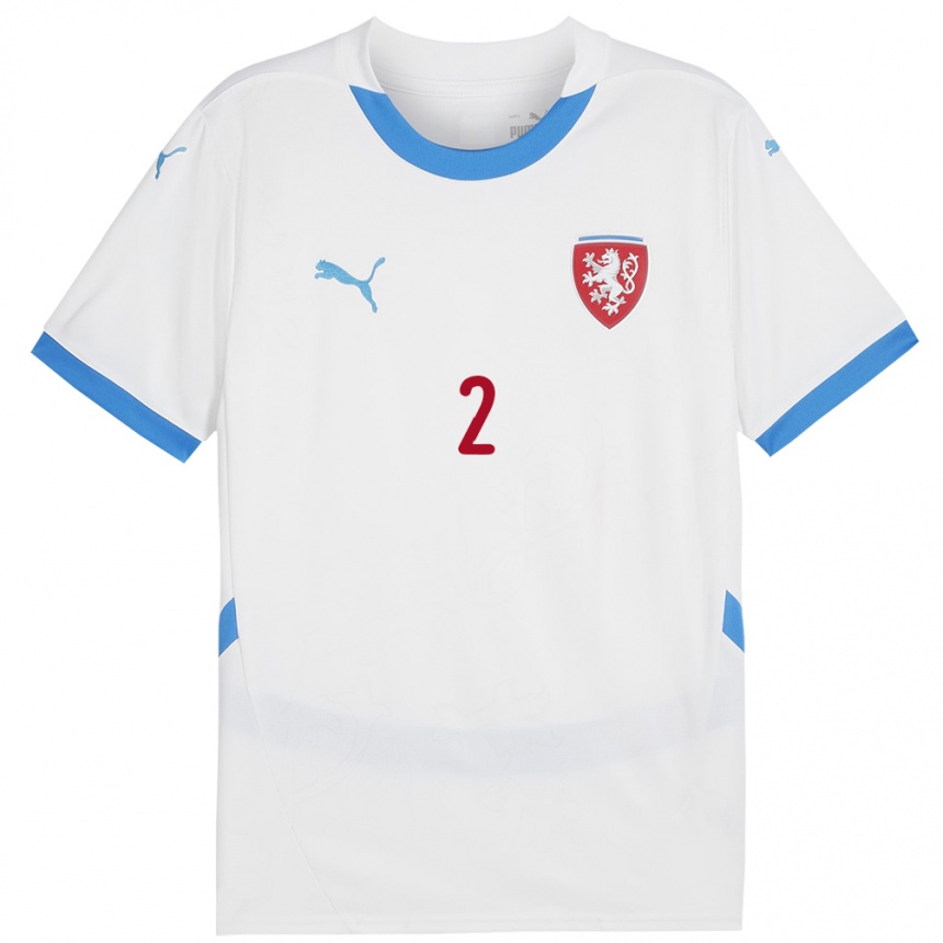 Niño Fútbol Camiseta Chequia Anna Dlasková #2 Blanco 2ª Equipación 24-26