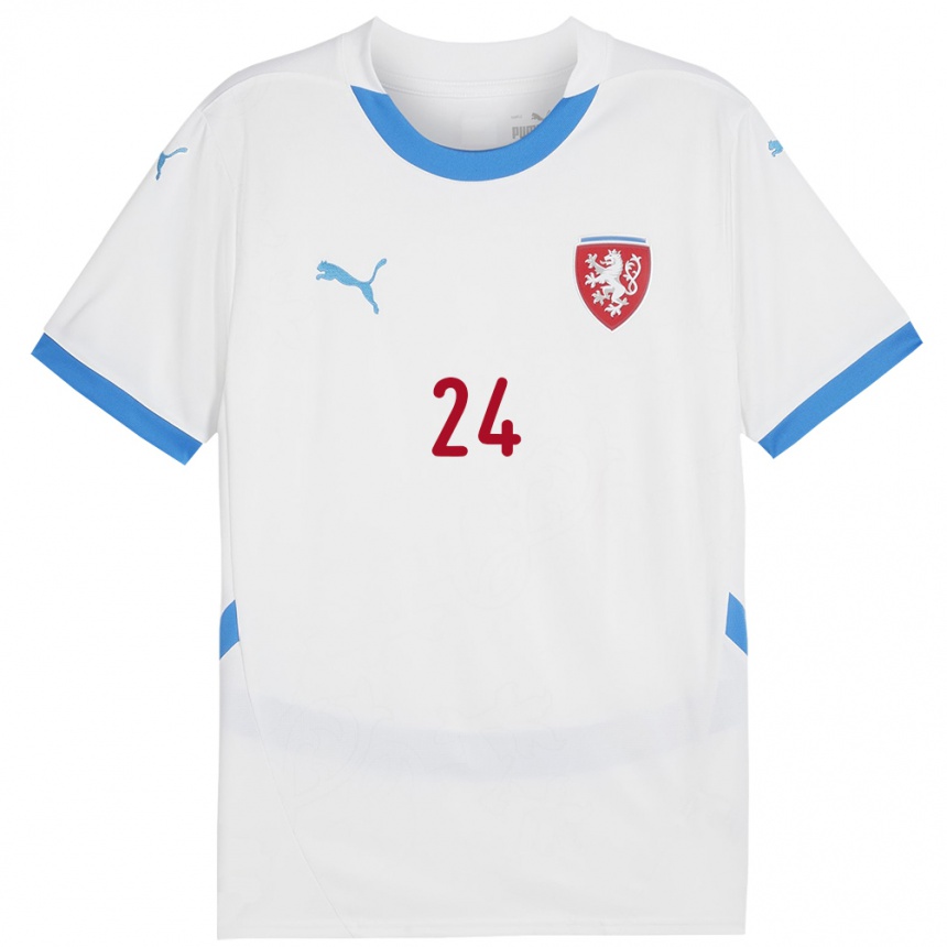 Niño Fútbol Camiseta Chequia Tomas Vlcek #24 Blanco 2ª Equipación 24-26