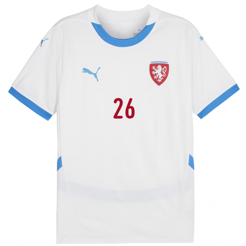 Niño Fútbol Camiseta Chequia Matej Jurasek #26 Blanco 2ª Equipación 24-26