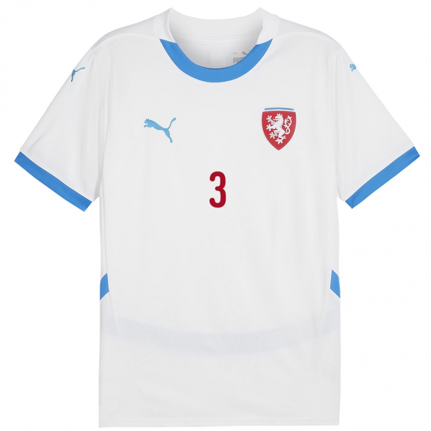 Niño Fútbol Camiseta Chequia Ondrej Kukucka #3 Blanco 2ª Equipación 24-26