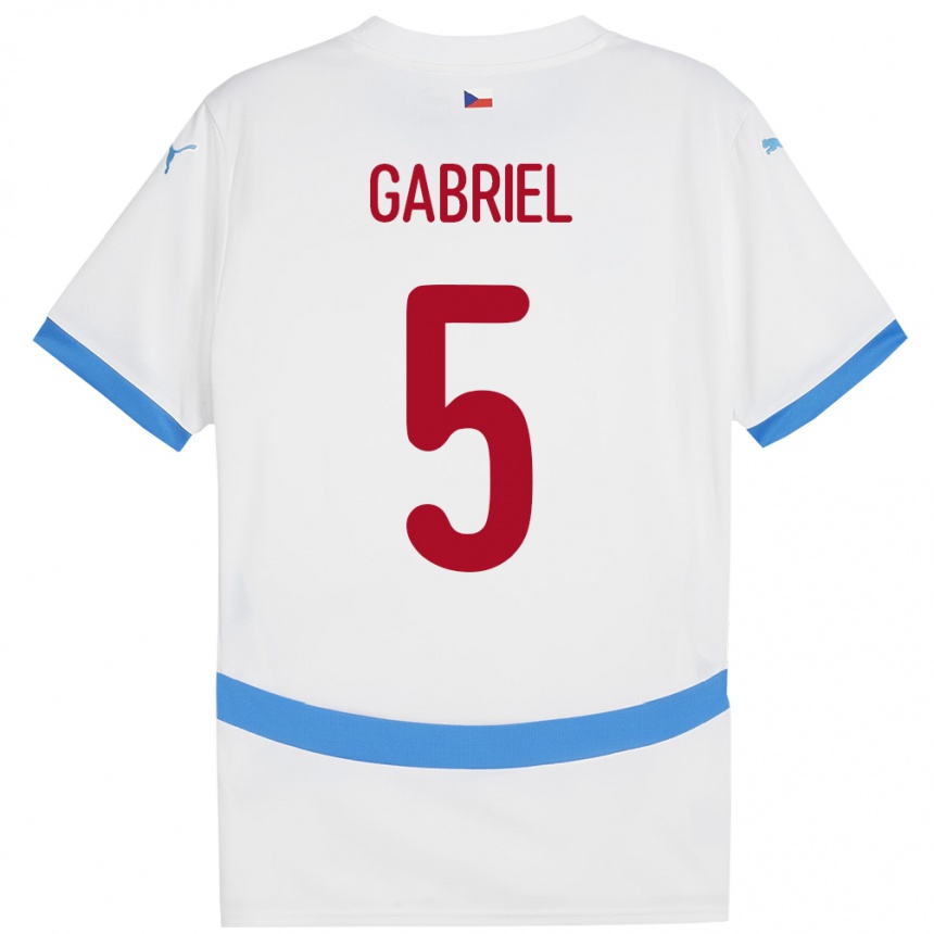 Niño Fútbol Camiseta Chequia Adam Gabriel #5 Blanco 2ª Equipación 24-26