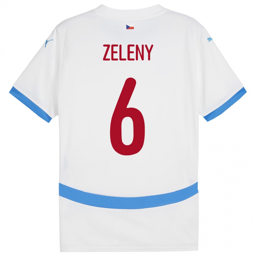 Niño Fútbol Camiseta Chequia Jaroslav Zelený #6 Blanco 2ª Equipación 24-26