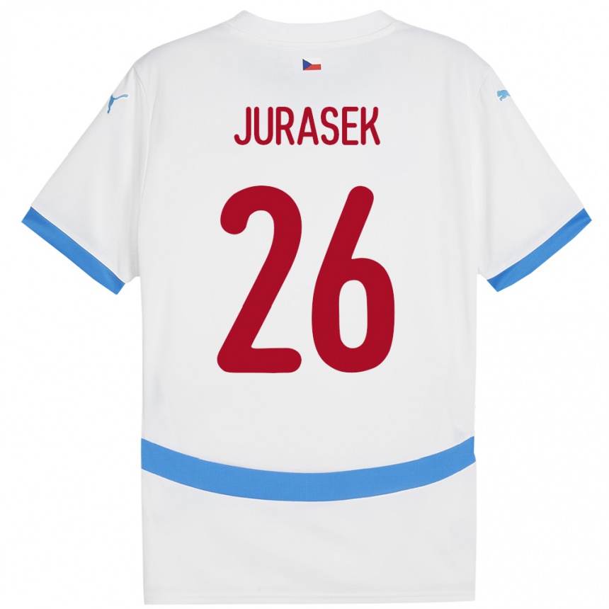 Niño Fútbol Camiseta Chequia Matej Jurasek #26 Blanco 2ª Equipación 24-26