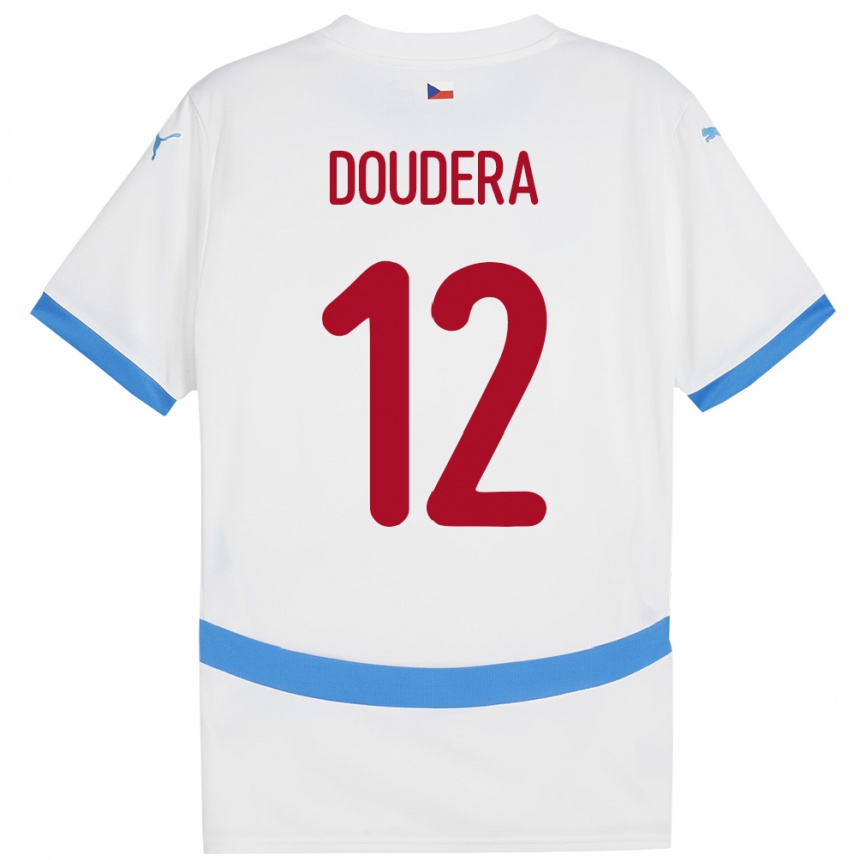 Niño Fútbol Camiseta Chequia David Doudera #12 Blanco 2ª Equipación 24-26