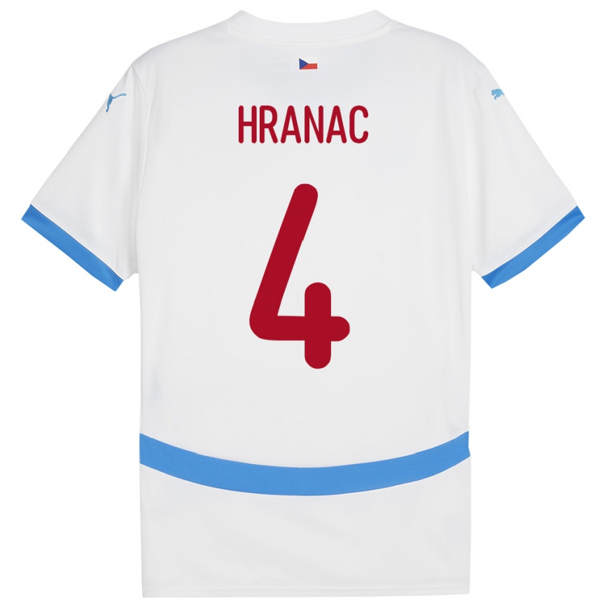 Niño Fútbol Camiseta Chequia Robin Hranac #4 Blanco 2ª Equipación 24-26