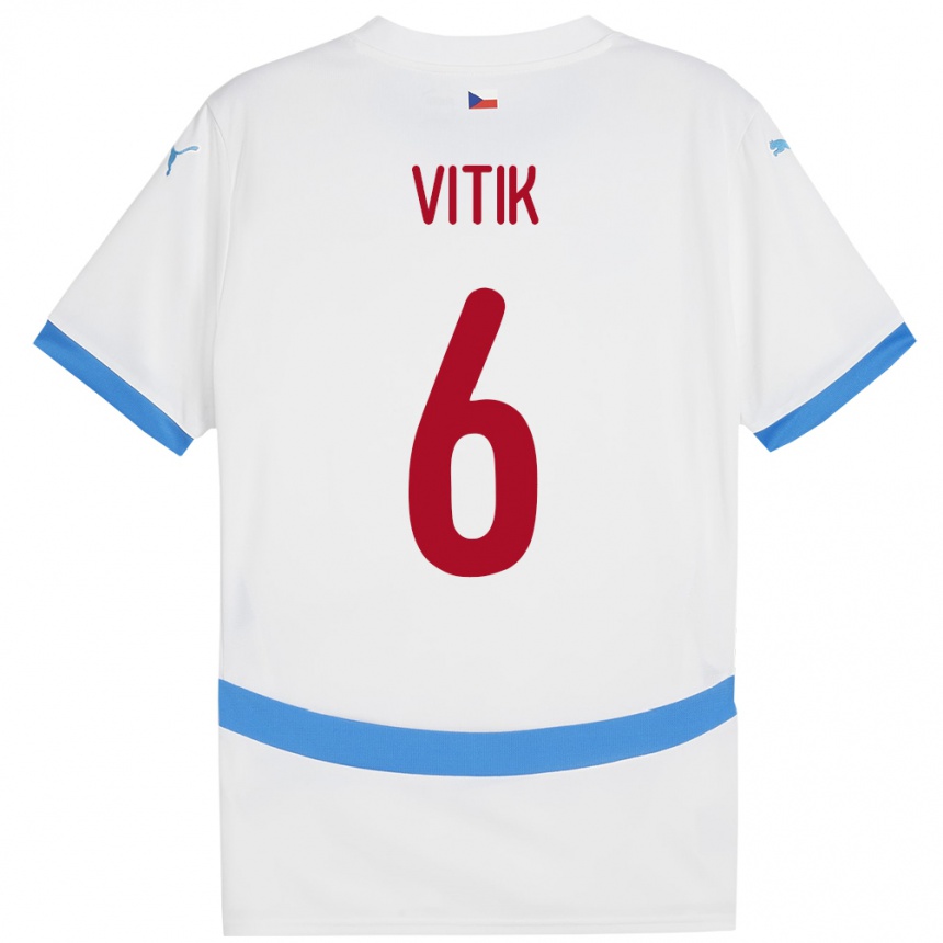 Niño Fútbol Camiseta Chequia Martin Vitík #6 Blanco 2ª Equipación 24-26