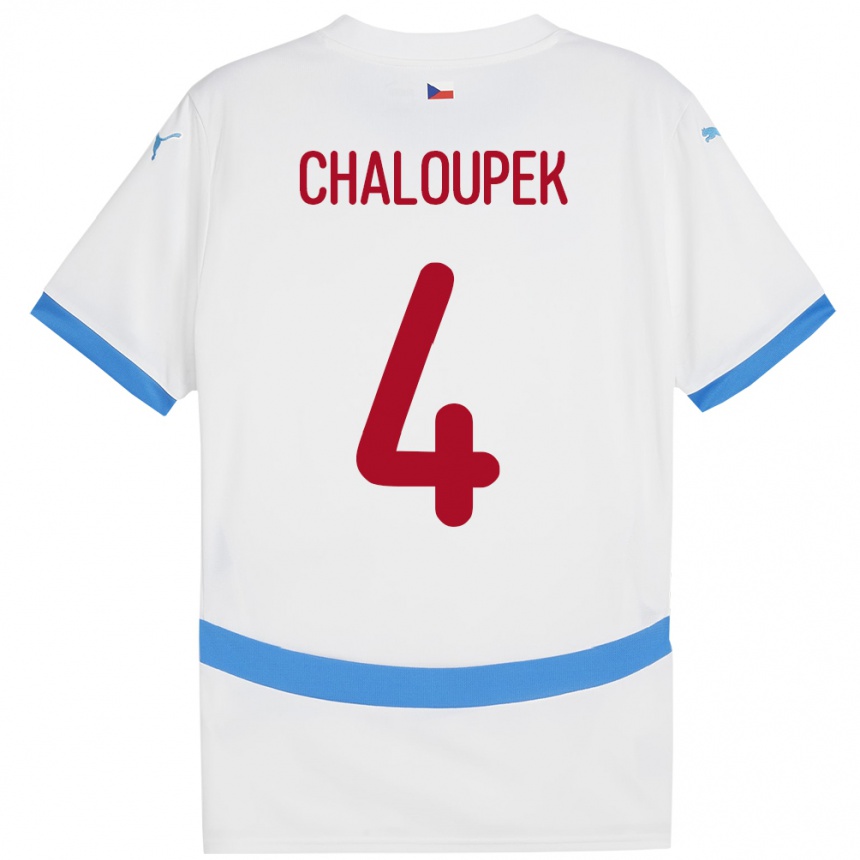 Niño Fútbol Camiseta Chequia Stepan Chaloupek #4 Blanco 2ª Equipación 24-26