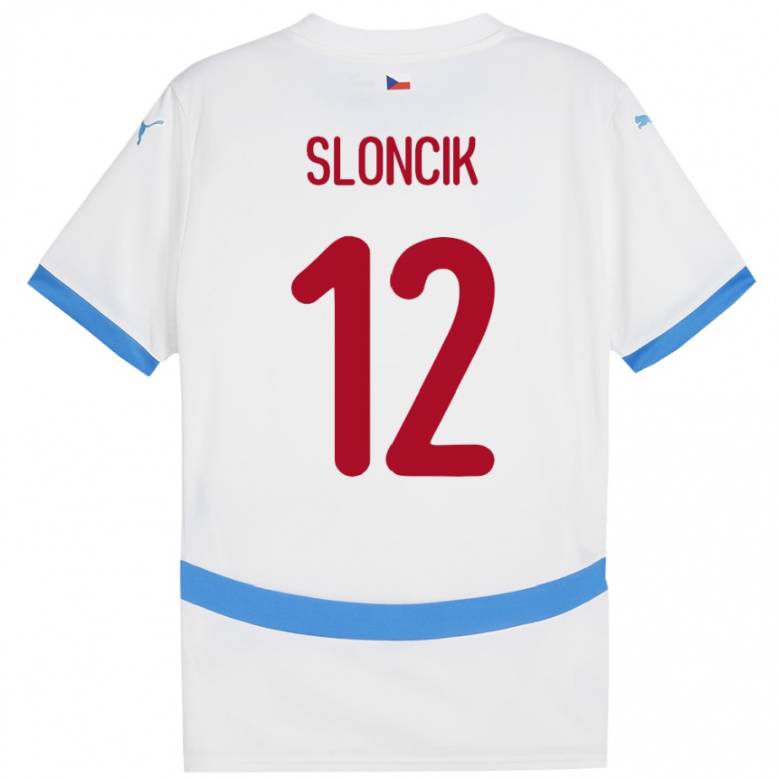 Niño Fútbol Camiseta Chequia Tom Sloncik #12 Blanco 2ª Equipación 24-26