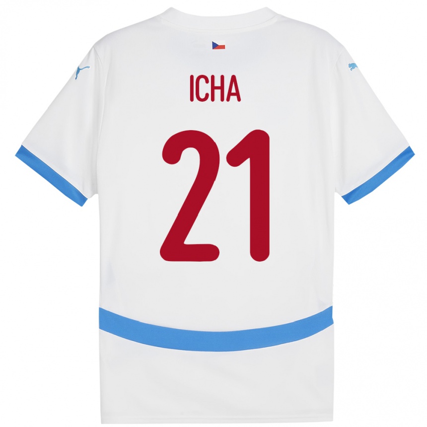 Niño Fútbol Camiseta Chequia Marek Icha #21 Blanco 2ª Equipación 24-26