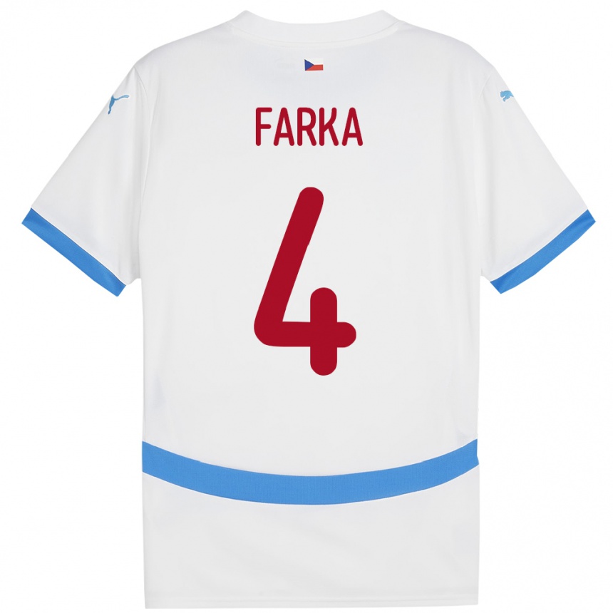 Niño Fútbol Camiseta Chequia Dominik Farka #4 Blanco 2ª Equipación 24-26