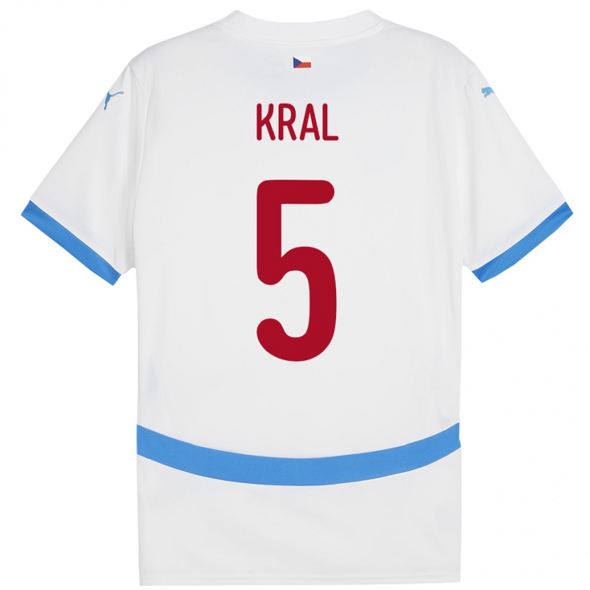 Niño Fútbol Camiseta Chequia Tomas Kral #5 Blanco 2ª Equipación 24-26