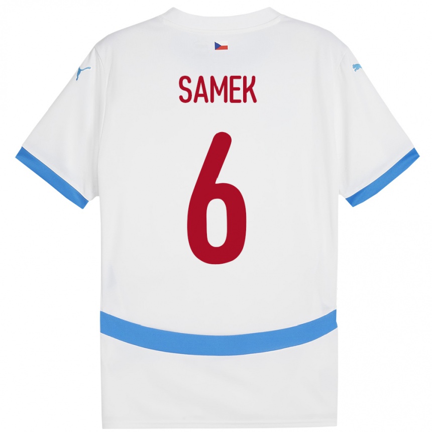 Niño Fútbol Camiseta Chequia Daniel Samek #6 Blanco 2ª Equipación 24-26