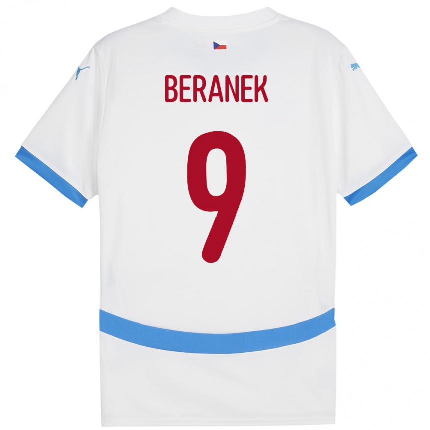 Niño Fútbol Camiseta Chequia Marek Beranek #9 Blanco 2ª Equipación 24-26