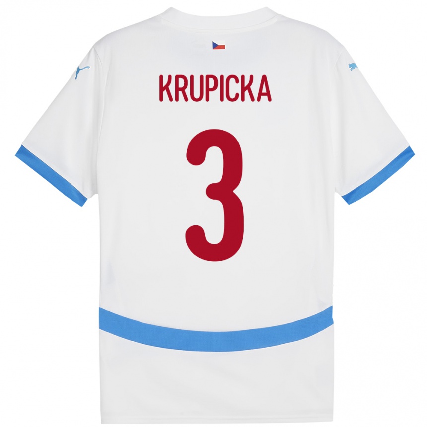 Niño Fútbol Camiseta Chequia David Krupicka #3 Blanco 2ª Equipación 24-26