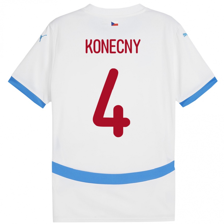 Niño Fútbol Camiseta Chequia Mikulas Konecny #4 Blanco 2ª Equipación 24-26