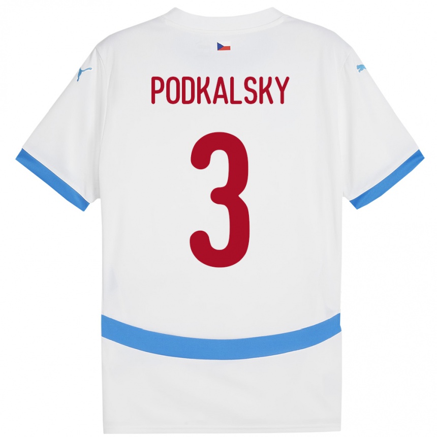 Niño Fútbol Camiseta Chequia Jakub Podkalsky #3 Blanco 2ª Equipación 24-26