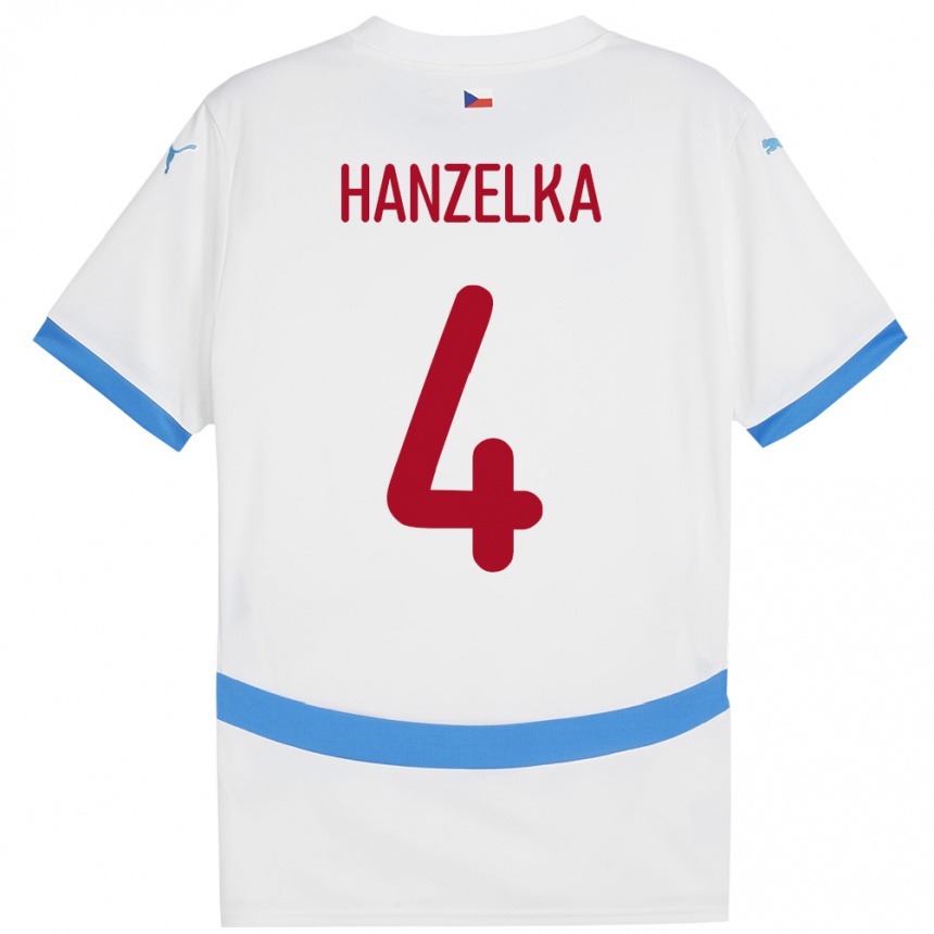 Niño Fútbol Camiseta Chequia Denis Hanzelka #4 Blanco 2ª Equipación 24-26