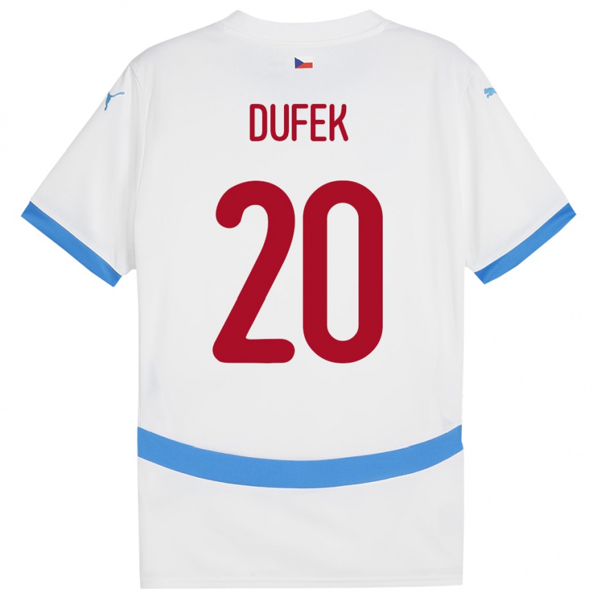 Niño Fútbol Camiseta Chequia Jakub Dufek #20 Blanco 2ª Equipación 24-26