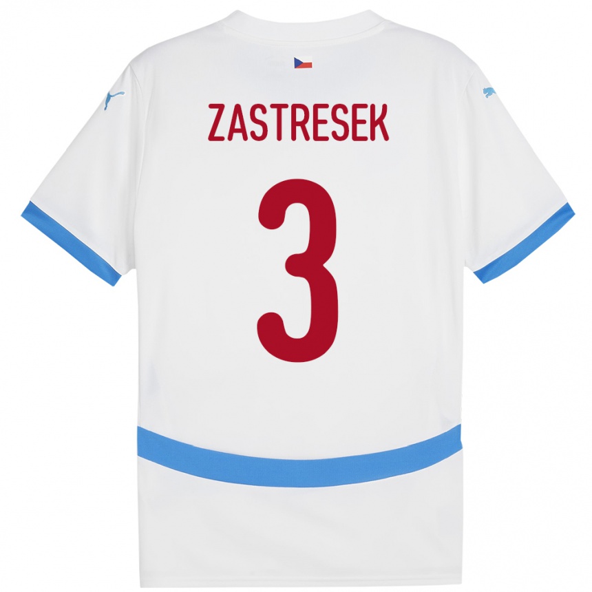 Niño Fútbol Camiseta Chequia Matous Zastresek #3 Blanco 2ª Equipación 24-26