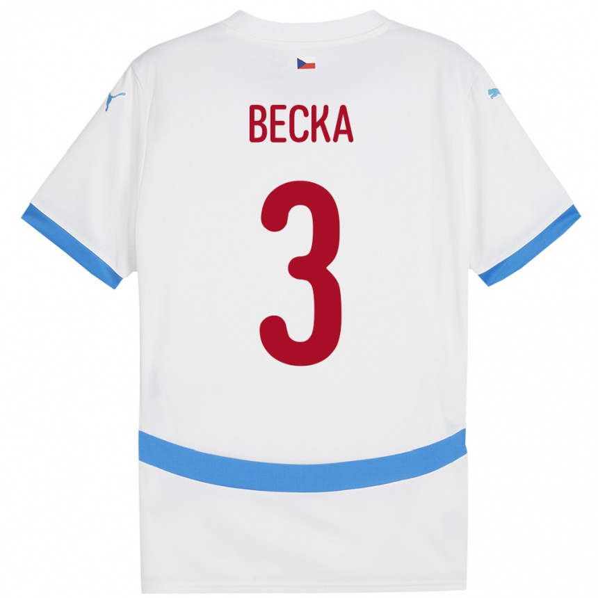 Niño Fútbol Camiseta Chequia Patrik Becka #3 Blanco 2ª Equipación 24-26