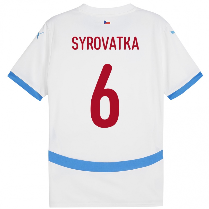 Niño Fútbol Camiseta Chequia Matyas Syrovatka #6 Blanco 2ª Equipación 24-26