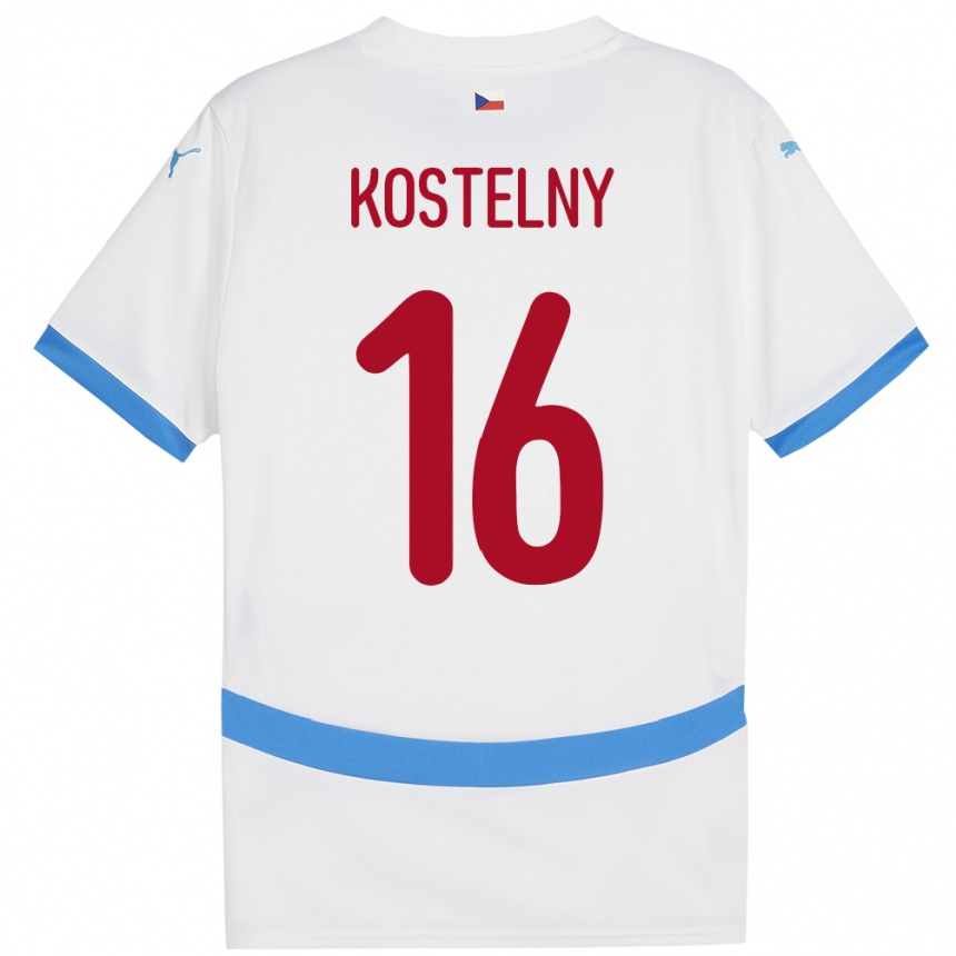 Niño Fútbol Camiseta Chequia Krystof Kostelny #16 Blanco 2ª Equipación 24-26