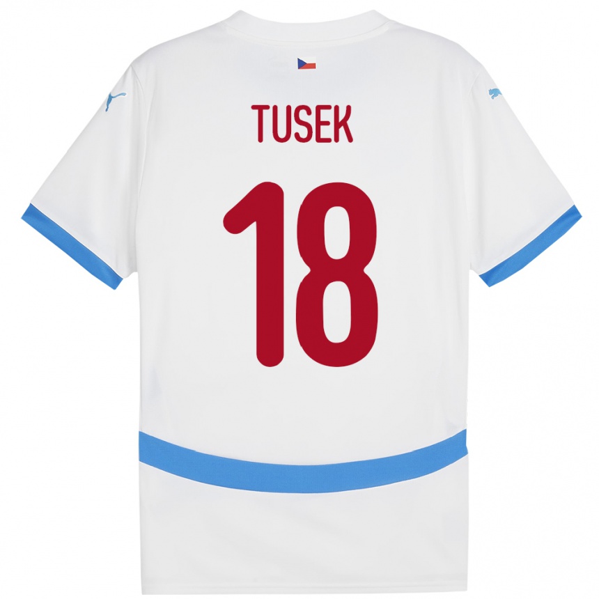 Niño Fútbol Camiseta Chequia Adam Tusek #18 Blanco 2ª Equipación 24-26