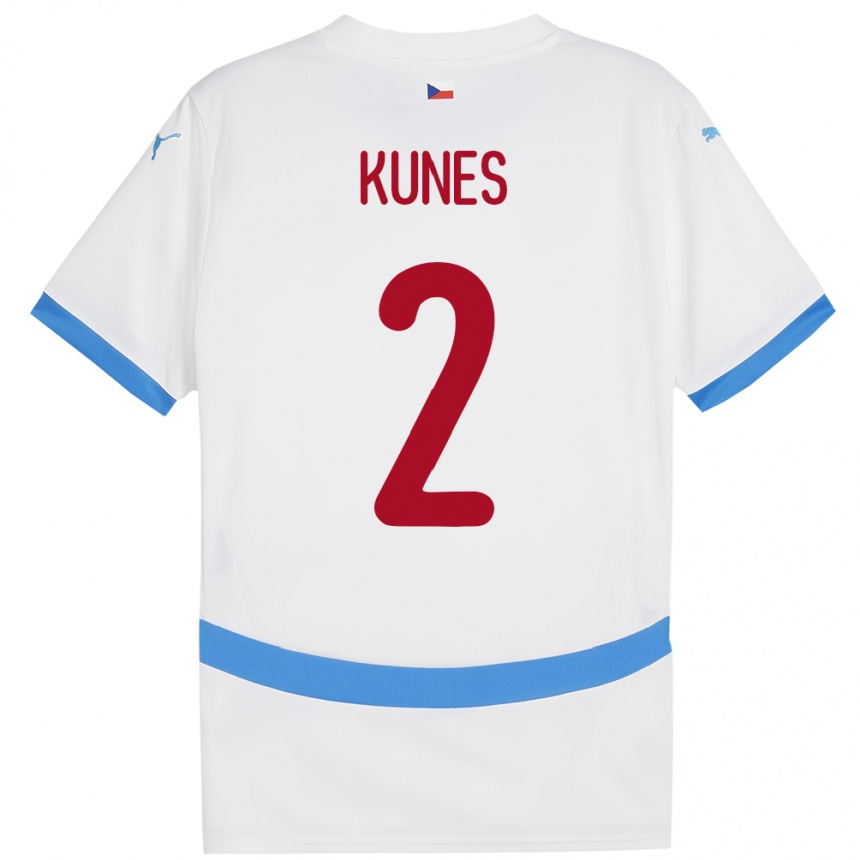 Niño Fútbol Camiseta Chequia Jan Kunes #2 Blanco 2ª Equipación 24-26