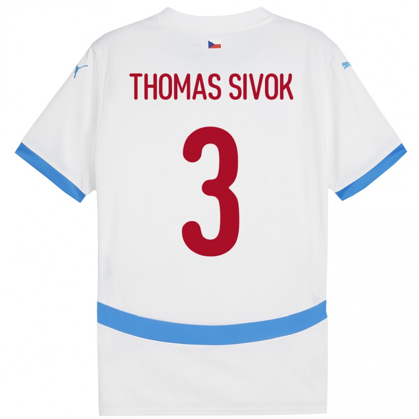 Niño Fútbol Camiseta Chequia Andre Thomas Sivok #3 Blanco 2ª Equipación 24-26