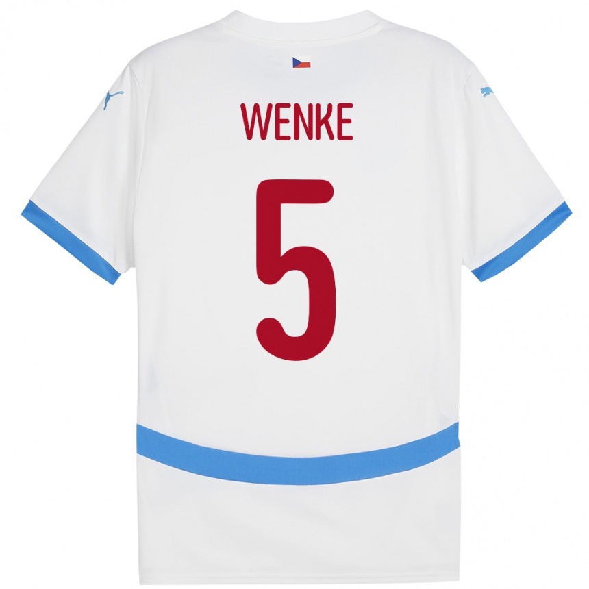 Niño Fútbol Camiseta Chequia Eduard Wenke #5 Blanco 2ª Equipación 24-26