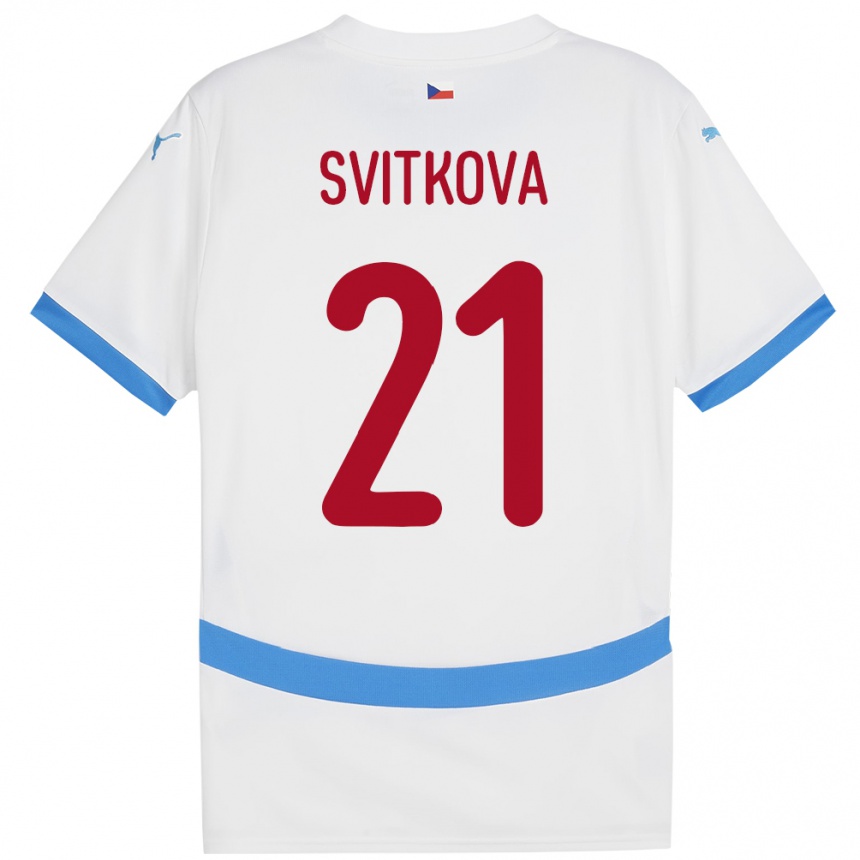 Niño Fútbol Camiseta Chequia Kateřina Svitková #21 Blanco 2ª Equipación 24-26