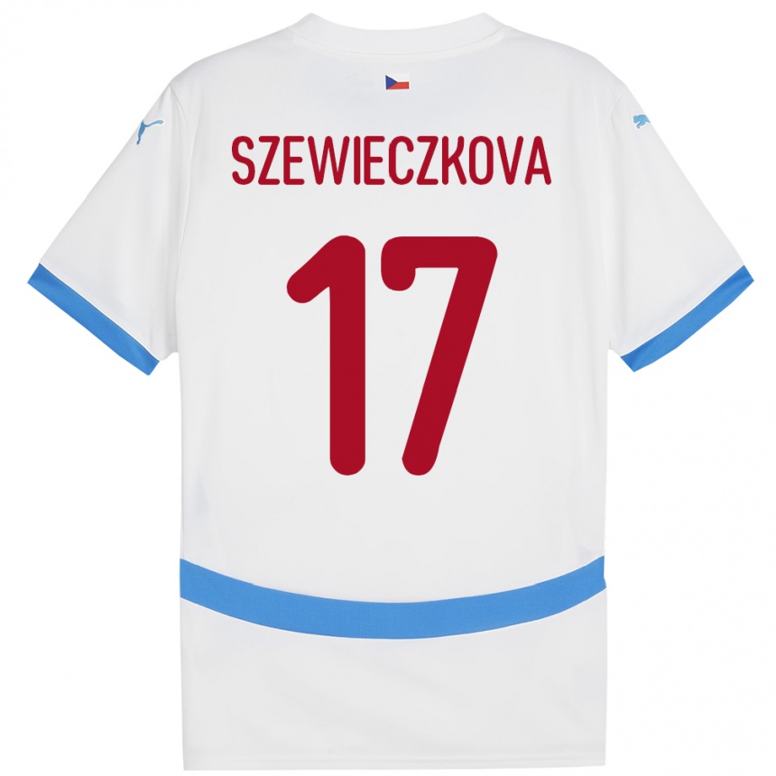 Niño Fútbol Camiseta Chequia Tereza Szewieczková #17 Blanco 2ª Equipación 24-26