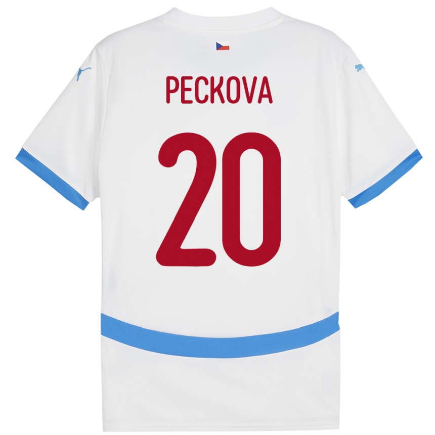 Niño Fútbol Camiseta Chequia Alena Pěčková #20 Blanco 2ª Equipación 24-26