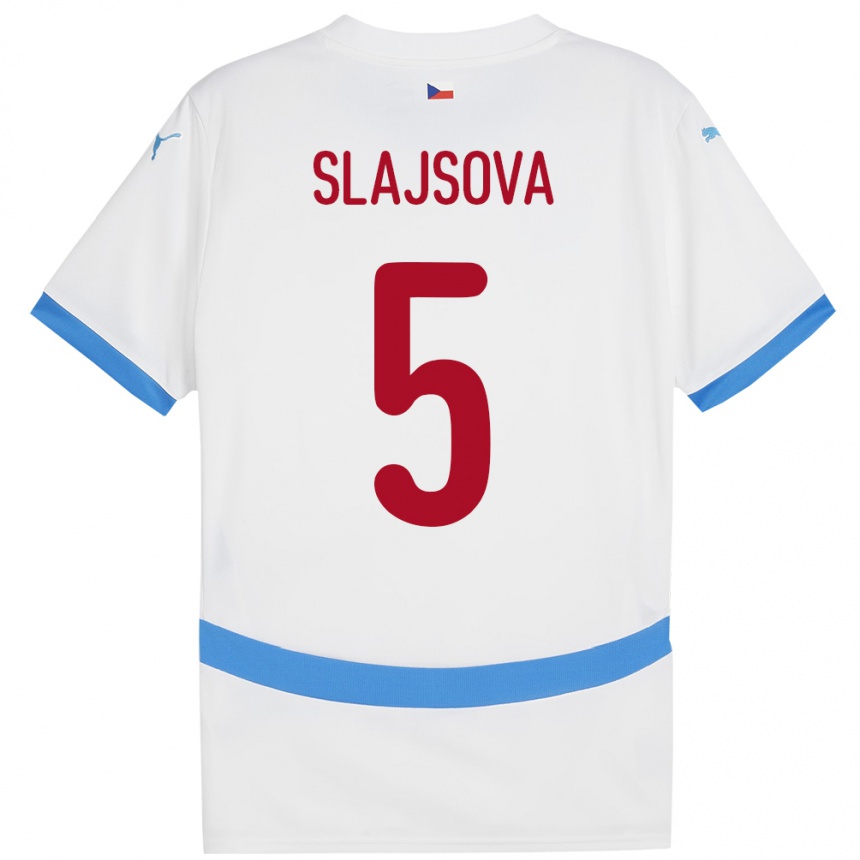 Niño Fútbol Camiseta Chequia Gabriela Šlajsová #5 Blanco 2ª Equipación 24-26