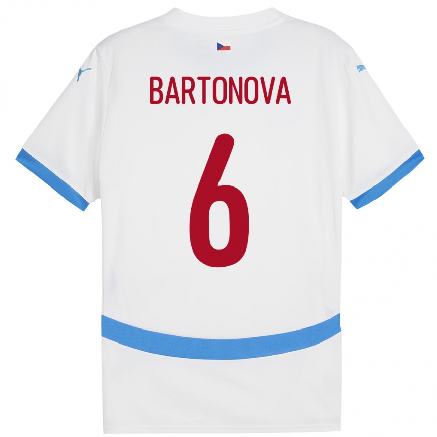 Niño Fútbol Camiseta Chequia Eva Bartoňová #6 Blanco 2ª Equipación 24-26