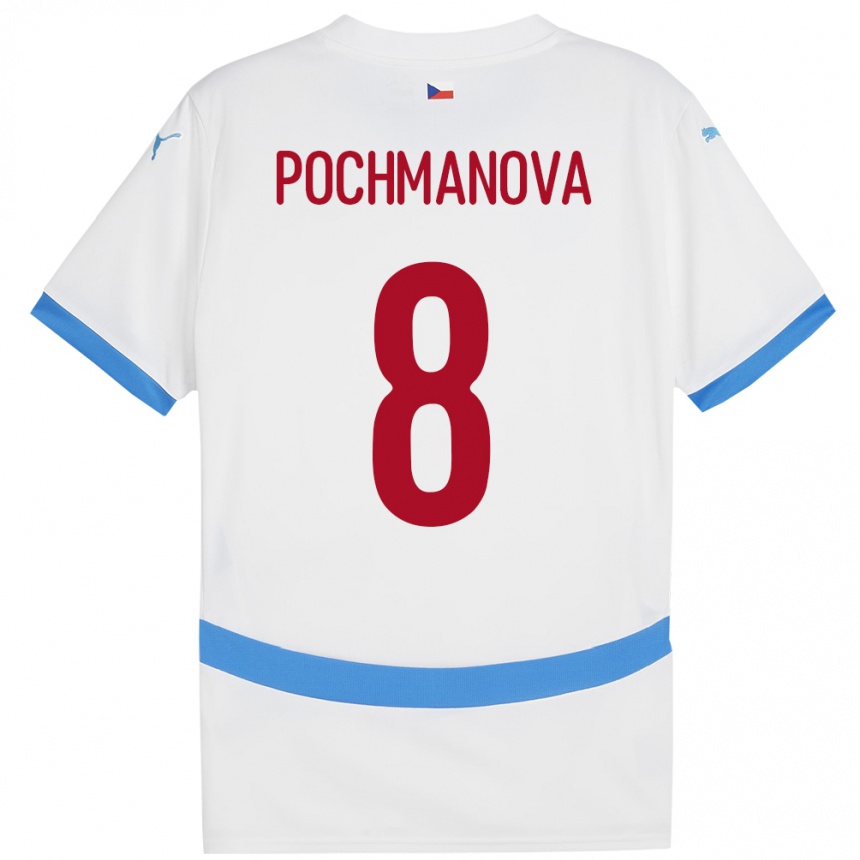 Niño Fútbol Camiseta Chequia Aneta Pochmanová #8 Blanco 2ª Equipación 24-26