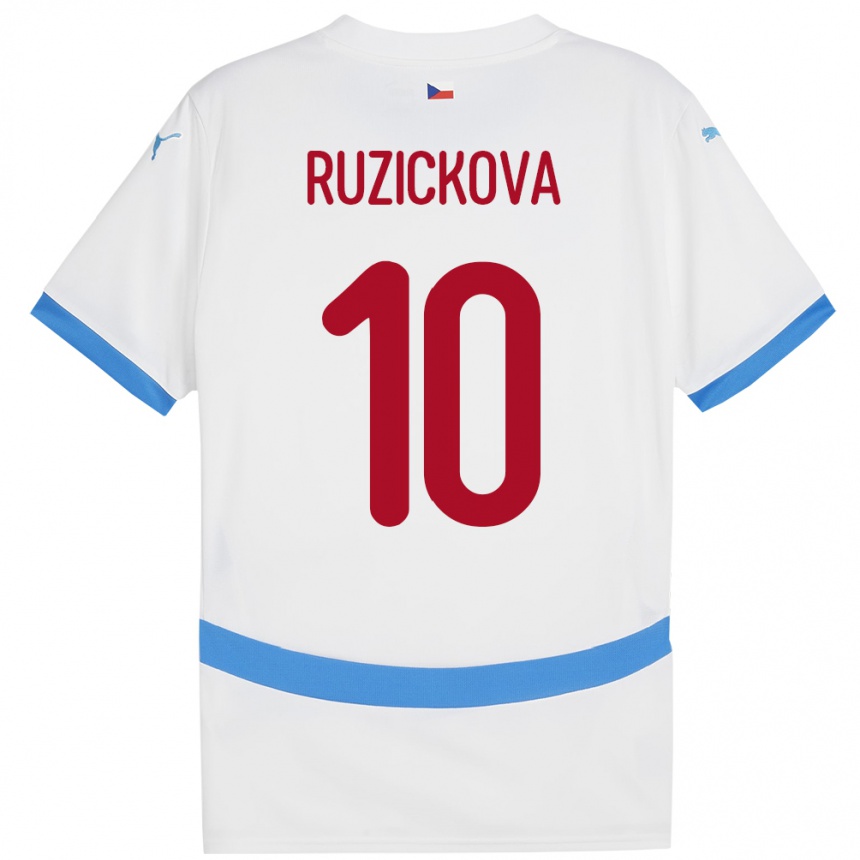 Niño Fútbol Camiseta Chequia Kristýna Růžičková #10 Blanco 2ª Equipación 24-26