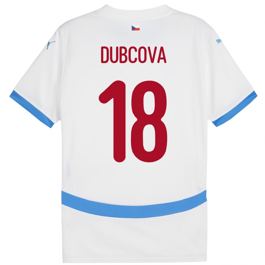 Niño Fútbol Camiseta Chequia Kamila Dubcová #18 Blanco 2ª Equipación 24-26